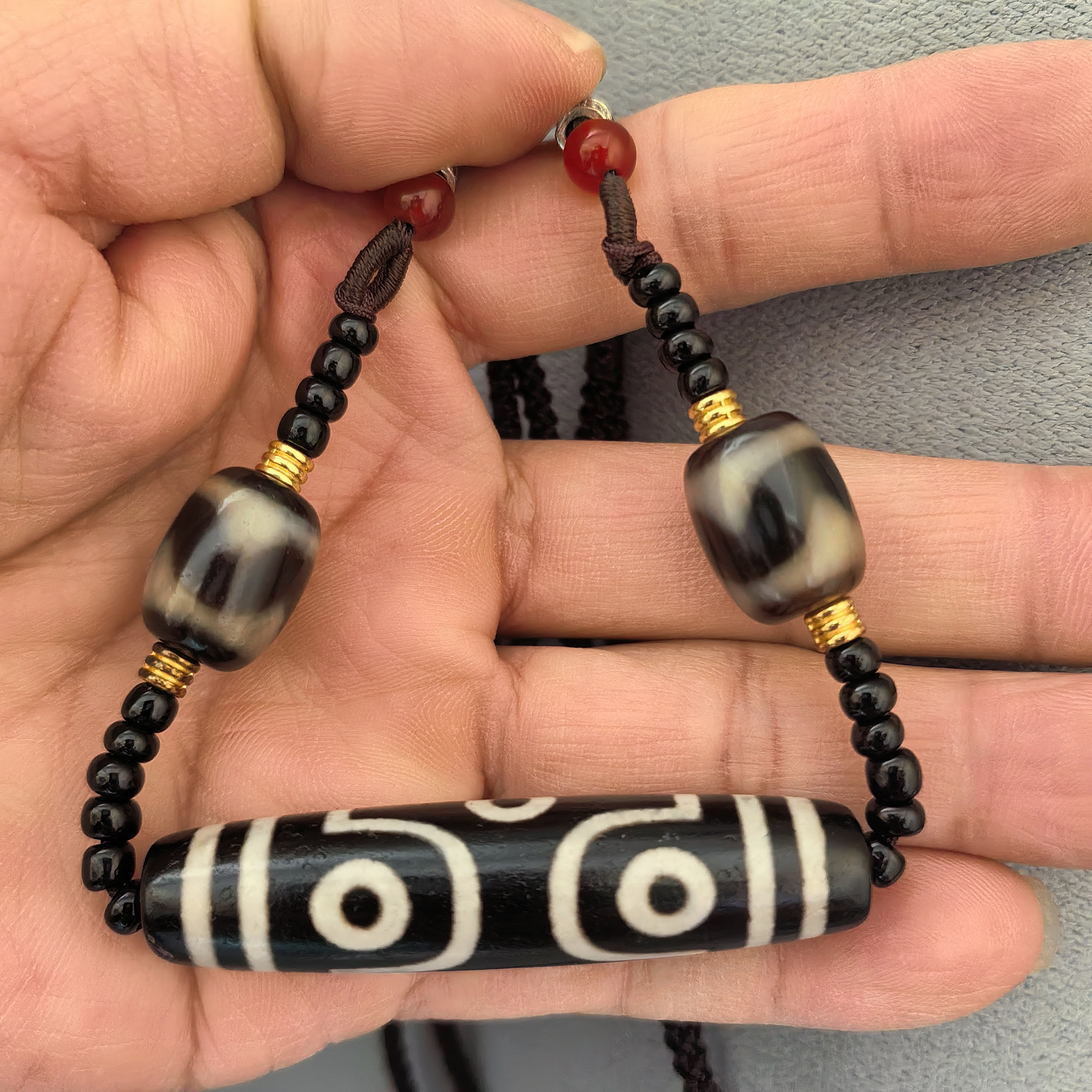 藏式风格金刚六眼天珠锁骨链