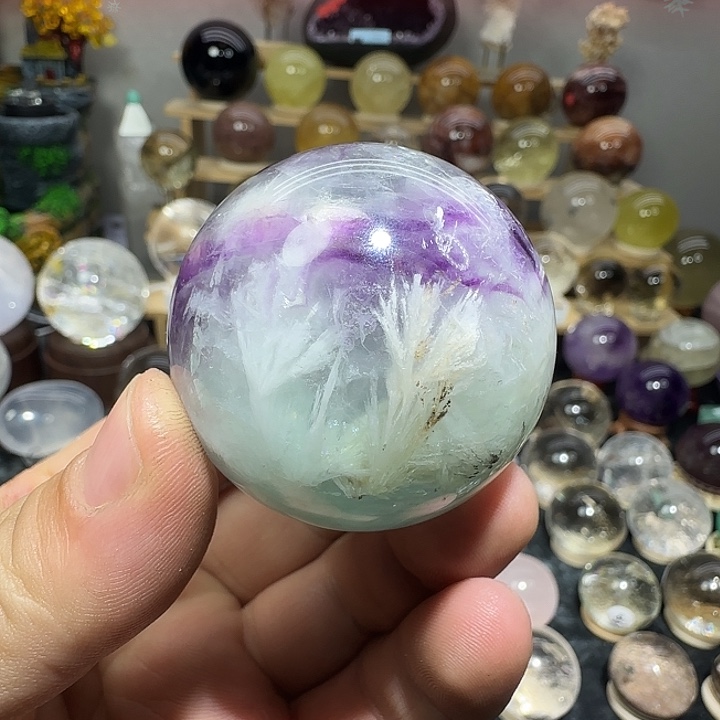 水晶珠宝半成品未镶嵌羽毛莹石