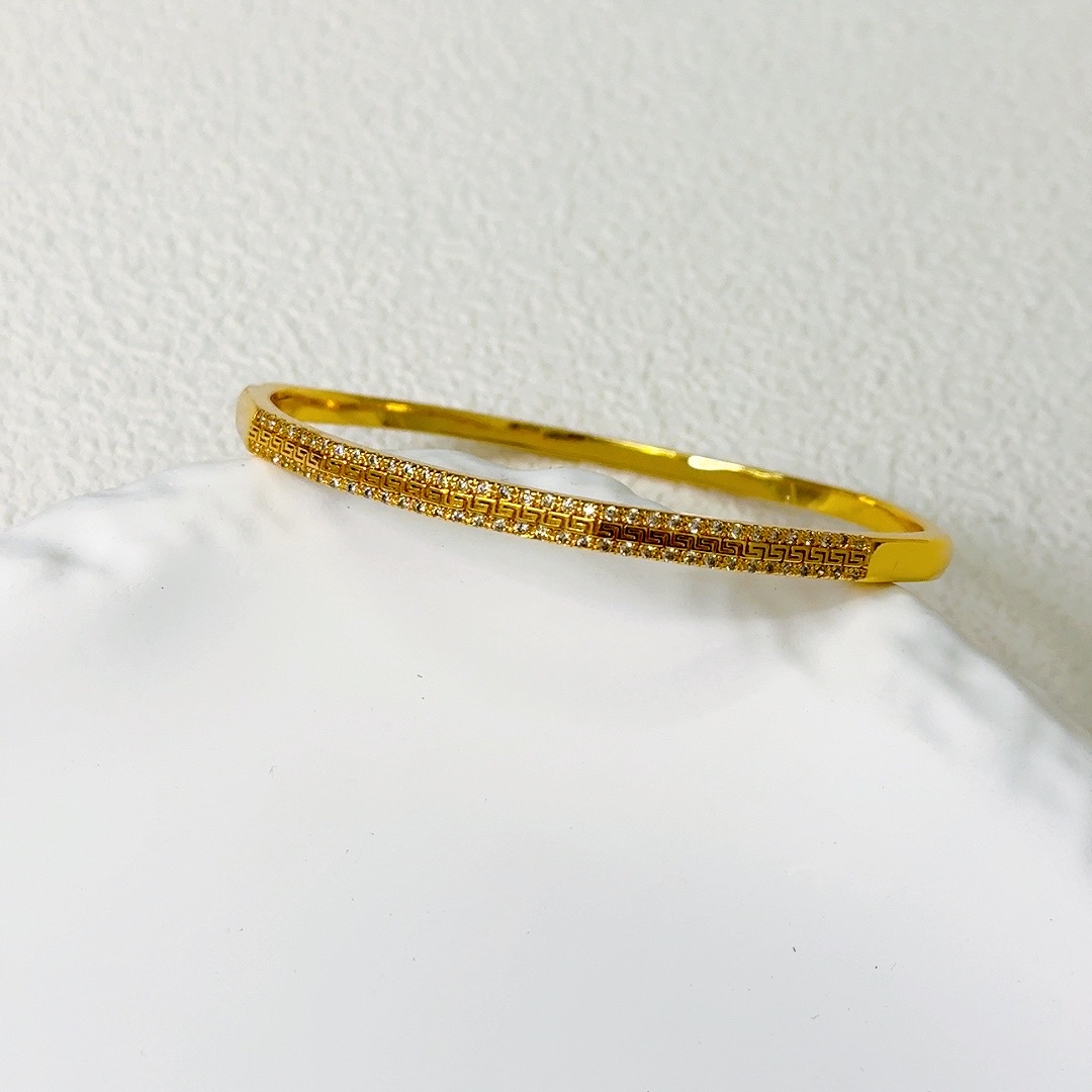 新款满镶车纹卡扣手镯-418