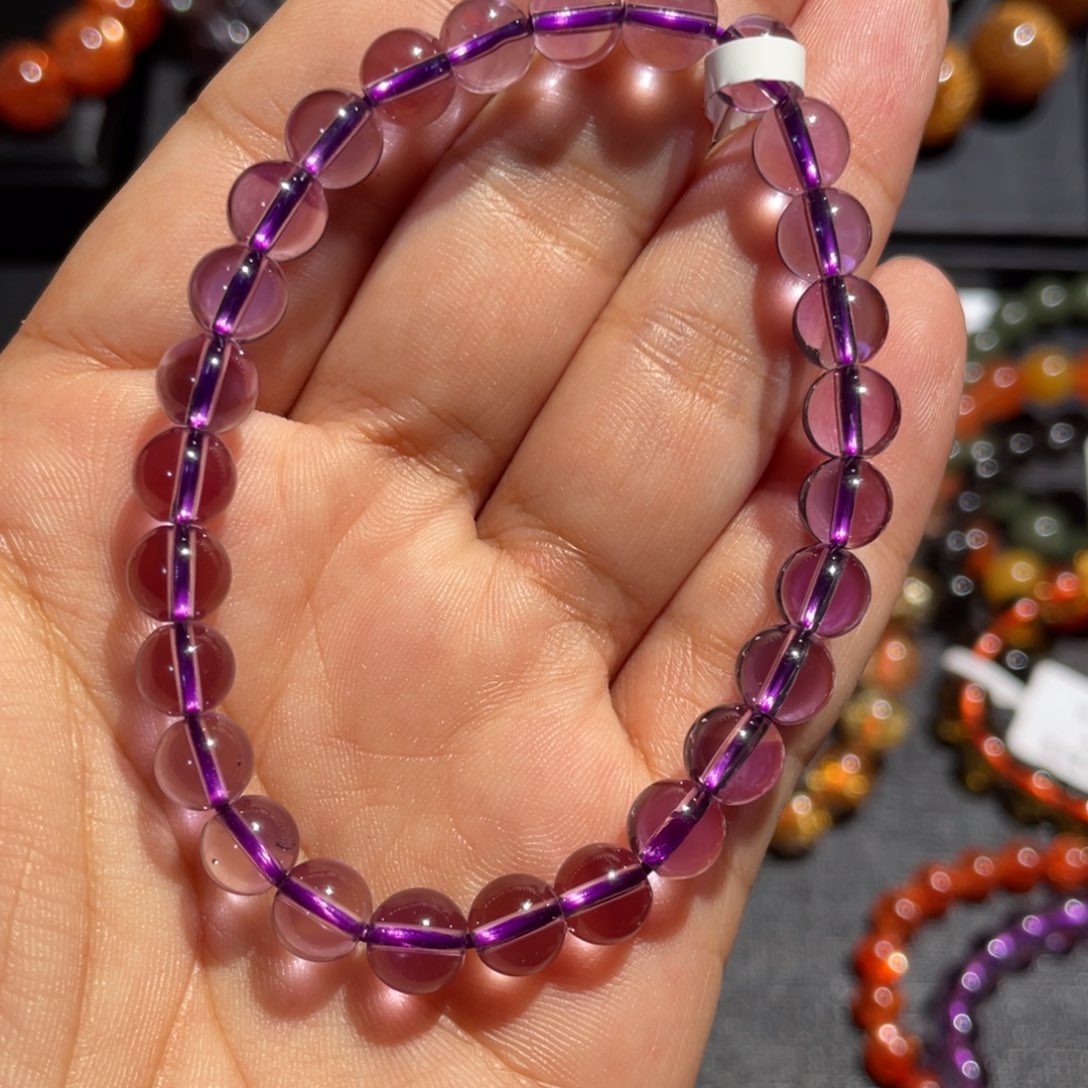 水晶手链未镶嵌冰*紫水晶手链6.5mm左右