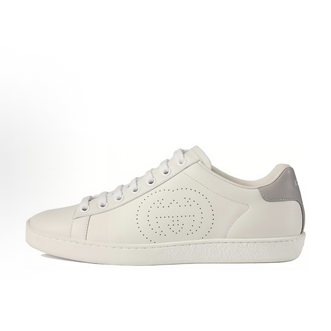 未使用 GUCCI/古驰 白色灰尾双G复古时尚休闲平底鞋板鞋运动女款