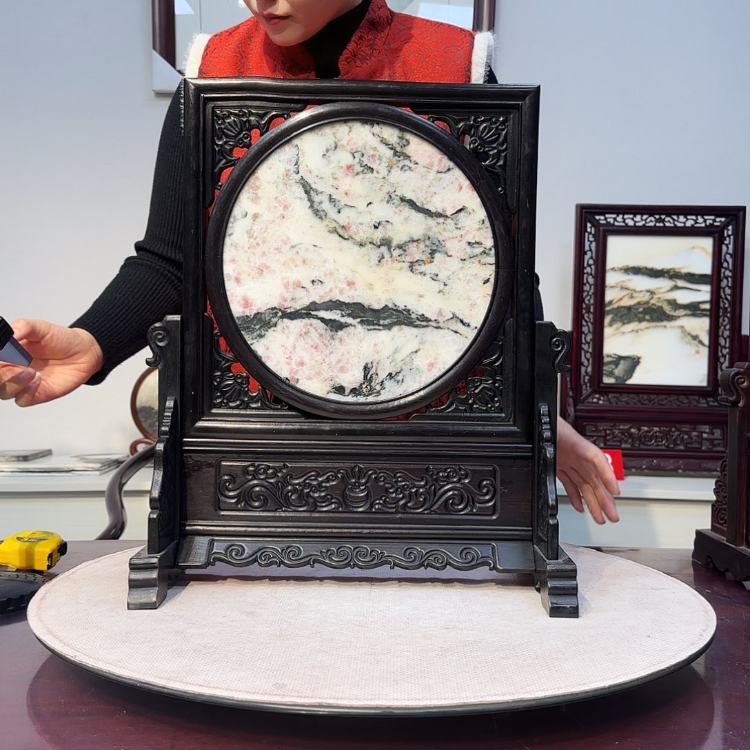 石材天然大理石画屏风38×45