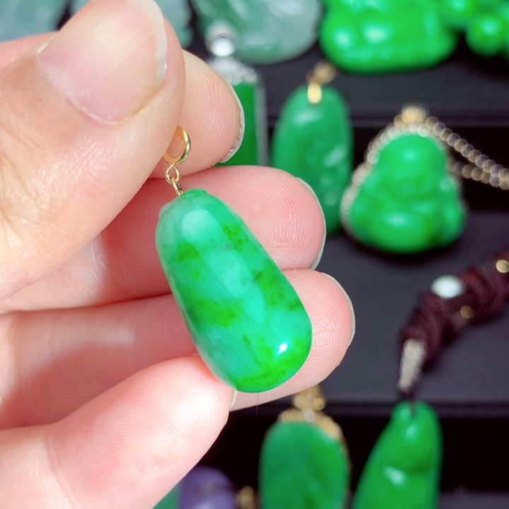 翡翠18K金镶嵌吊坠(不含链)