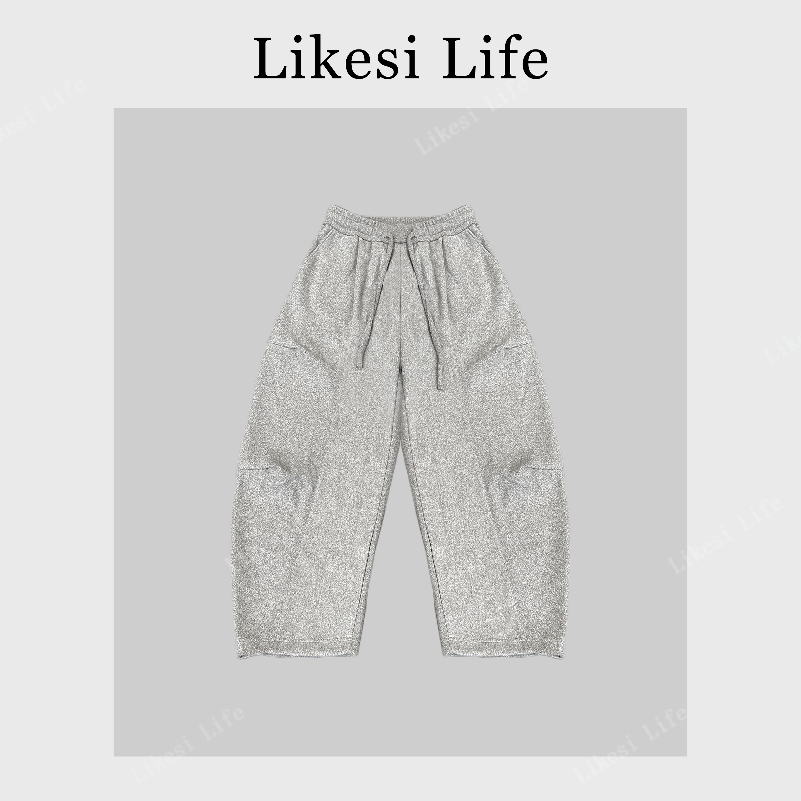 LIKESI&李克斯“千禧”廓形立体剪裁羊毛阔腿裤时尚百搭直筒裤8296#