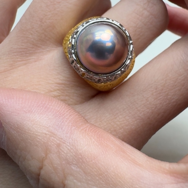 拼合珍珠（马贝珠）戒圈银S925镶嵌
