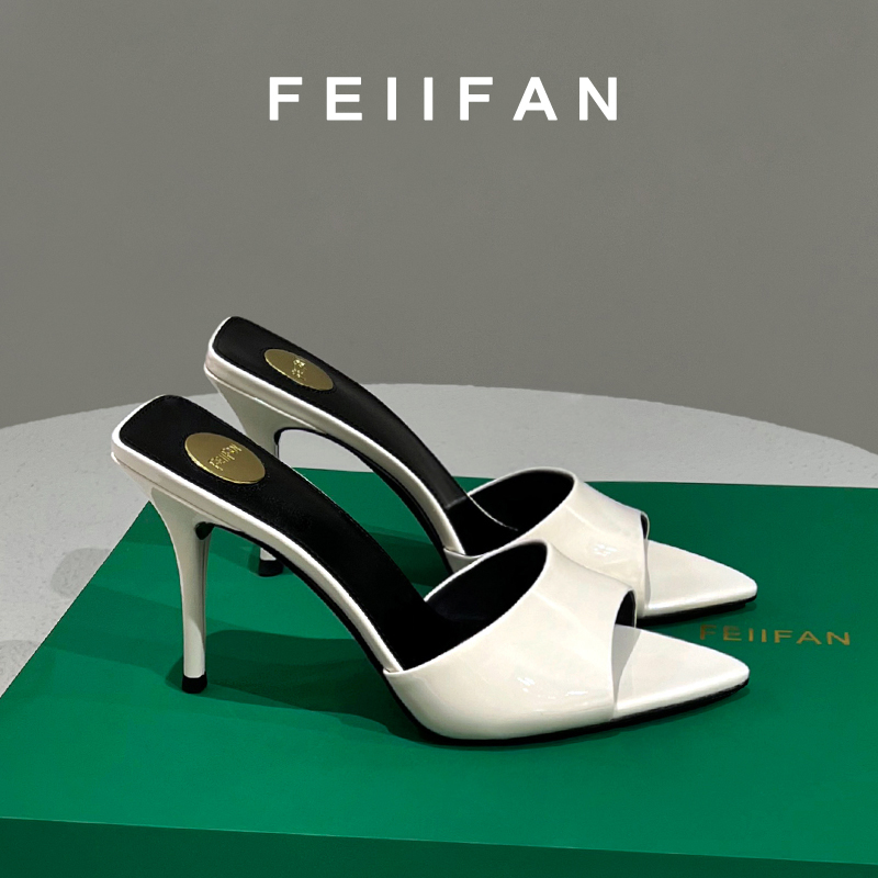 【现货】拖鞋女2025新款夏季细跟外穿气质绝美白色高跟鞋3849