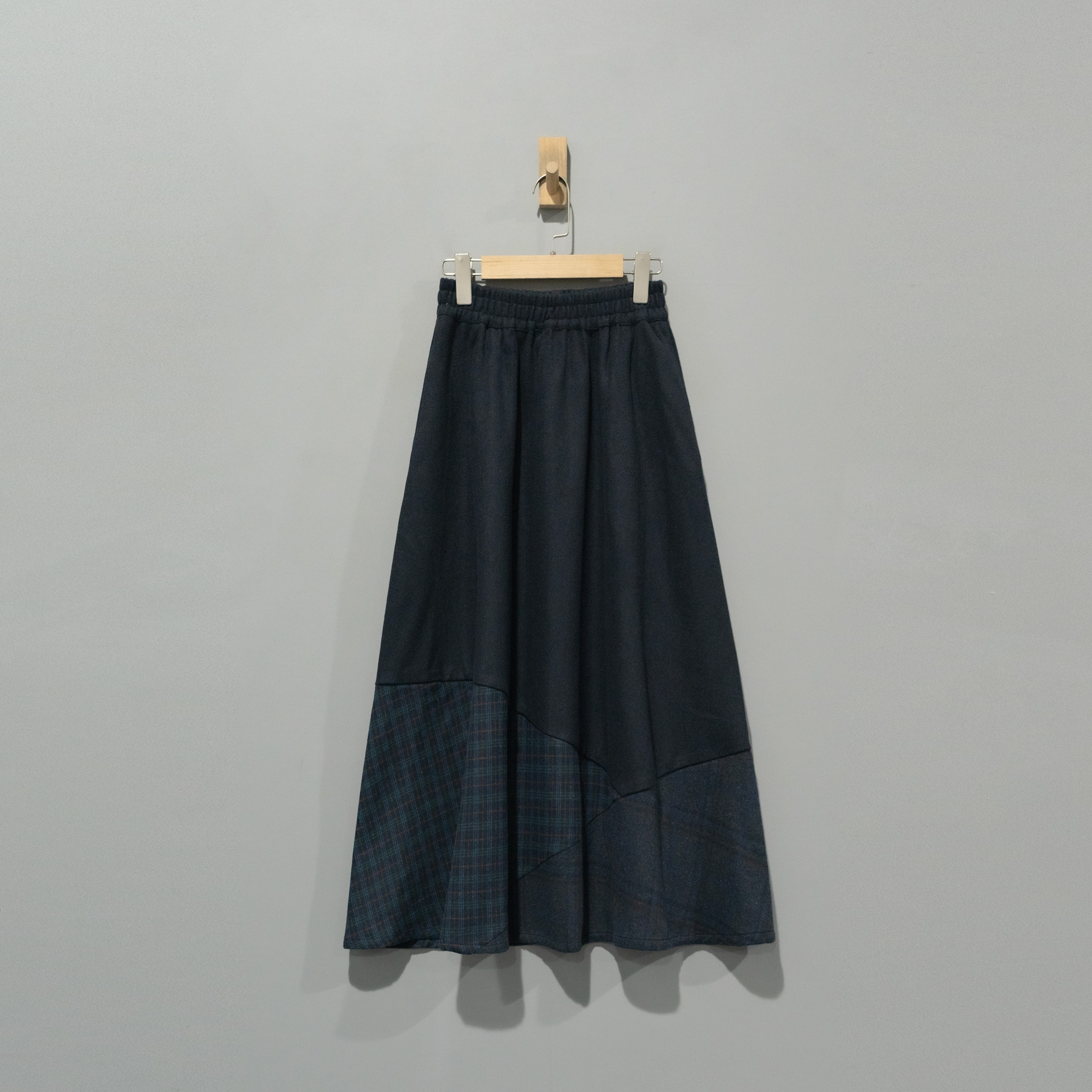 【且听风吟】0415635文艺羊毛拼接百搭显瘦抽绳毛呢半裙     裙长80