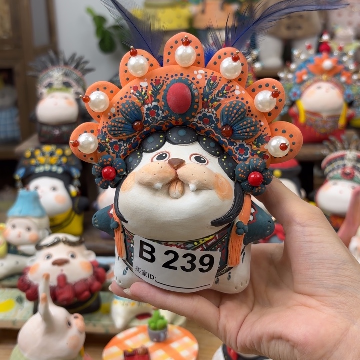 摆件手捏陶艺摆件