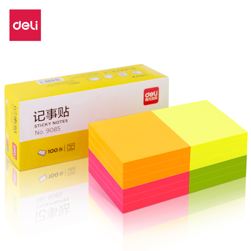 得力9085纯优记事贴76*76mm(混)