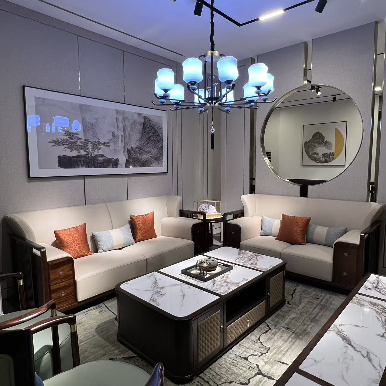 【黑檀木】A368沙发祥和2+4组合（3.3米左右空间）