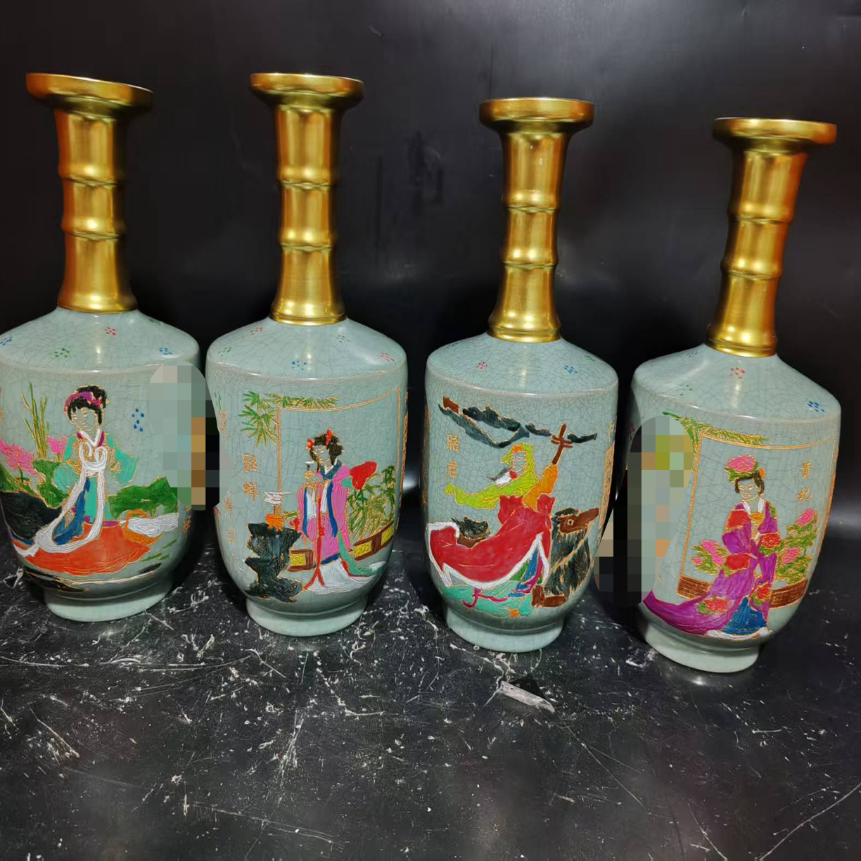 四大美女手绘赏瓶