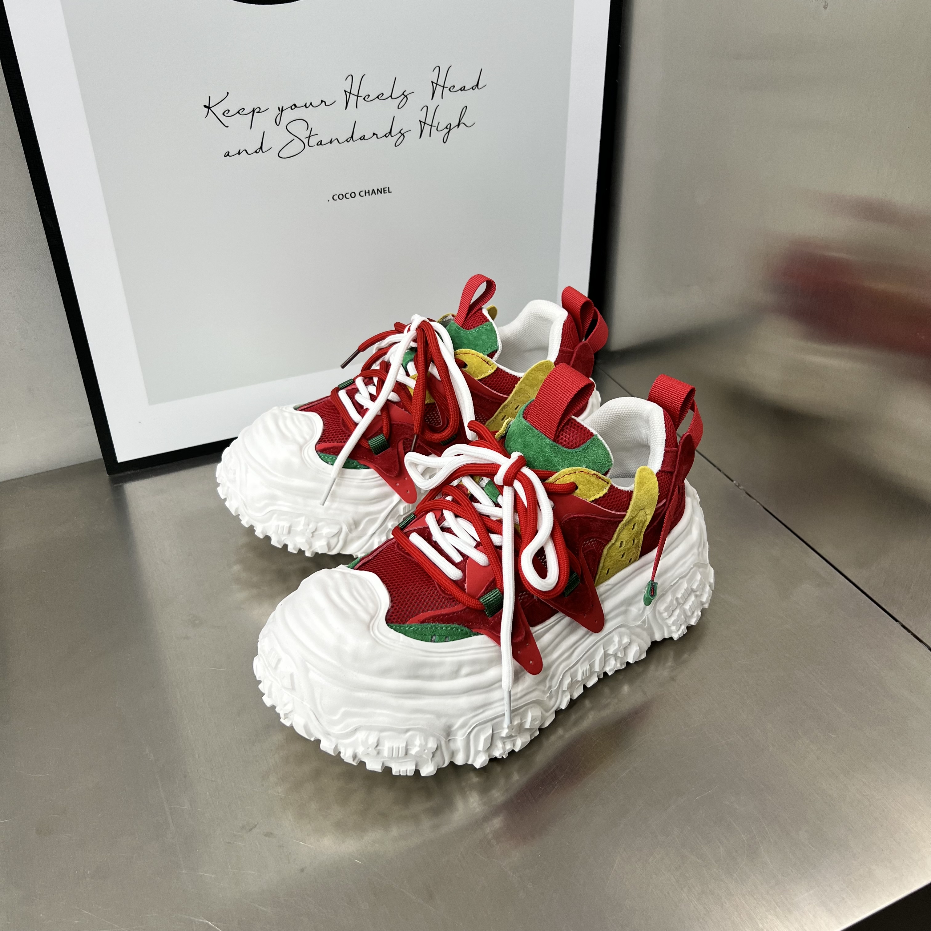 夏季新款彩色透网增高厚底溶解老爹鞋时尚休闲百搭女鞋073