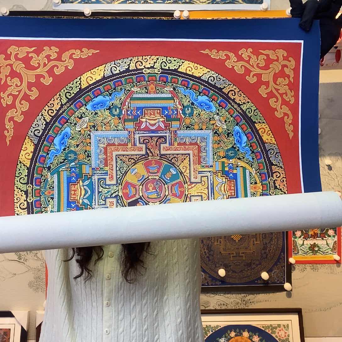 卷轴画纯手绘坛城唐卡50厘米左右