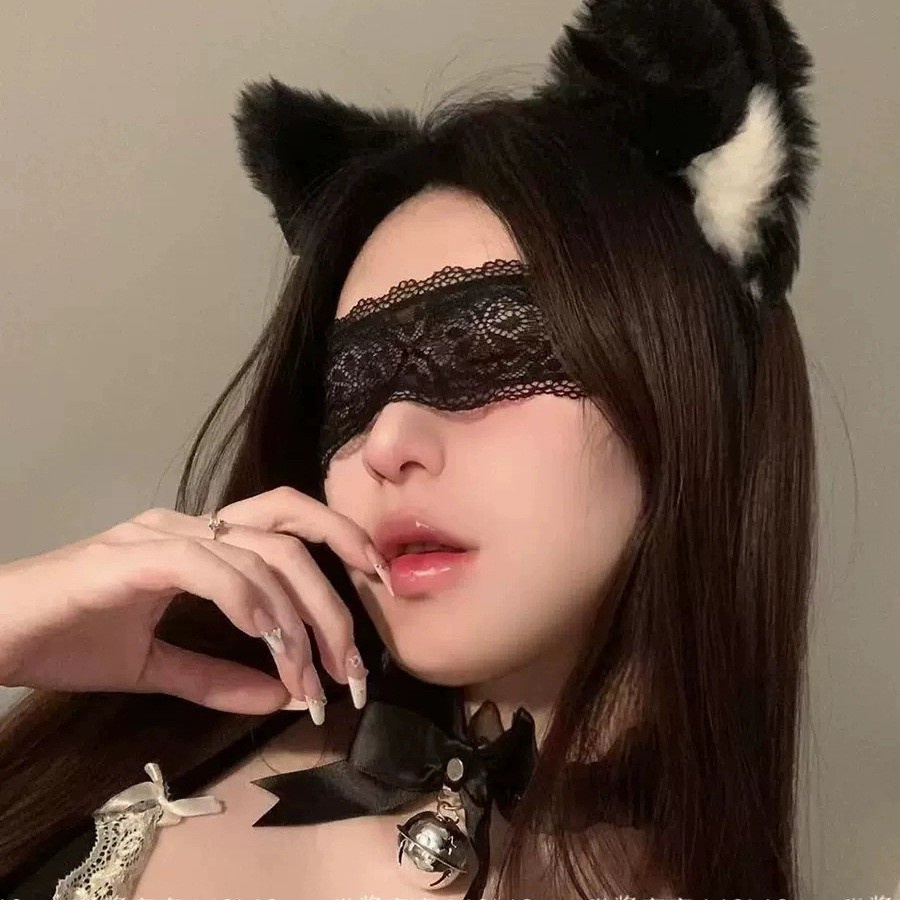 蕾丝眼罩 可爱铃铛项圈蝴蝶结项链丝带