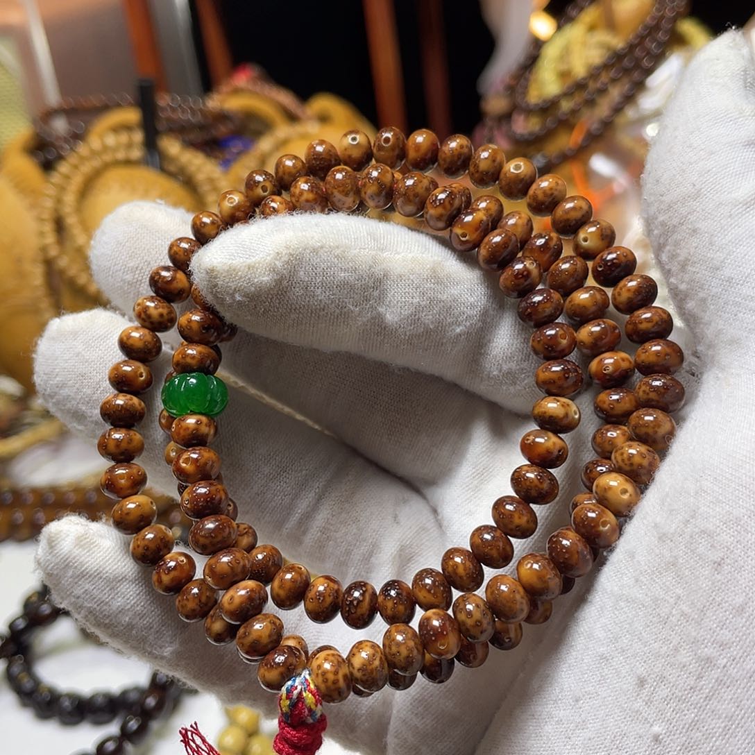 手串星月菩提5-7正月苹果珠虎皮玉化料