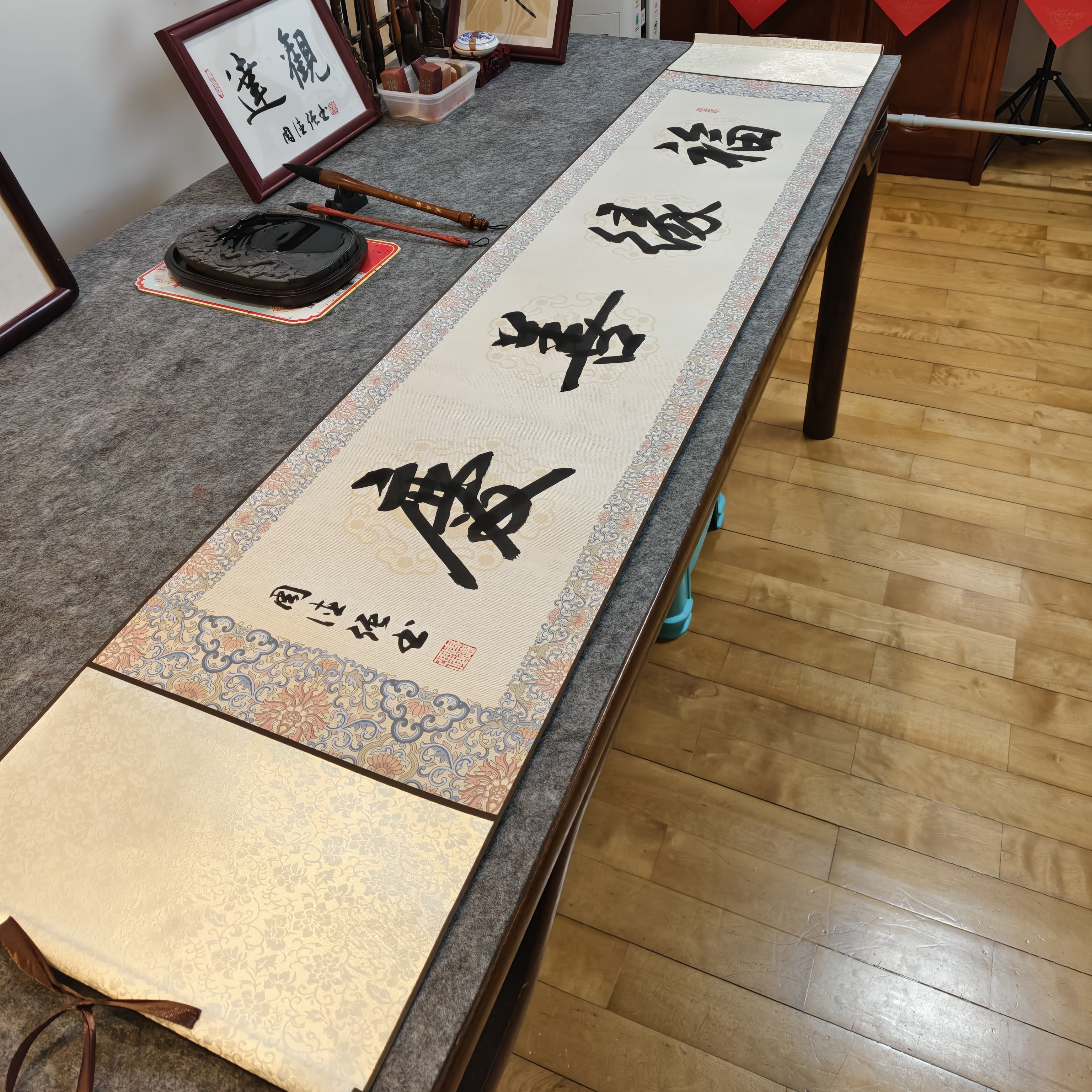 书法装饰画卷轴福缘善庆 四尺对开（175～34卷轴）横幅