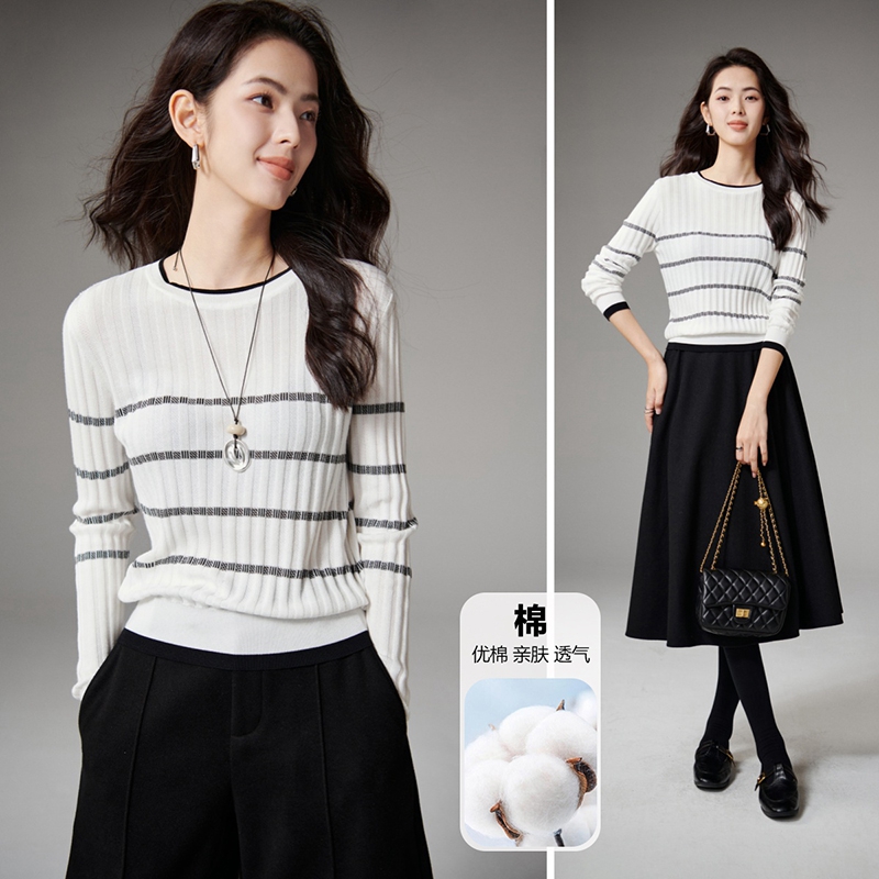 【新品】2025棉圆领上衣大方百搭针织衫女25071627