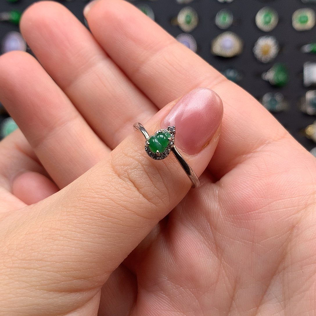 翡翠戒指银S925镶嵌戒指925