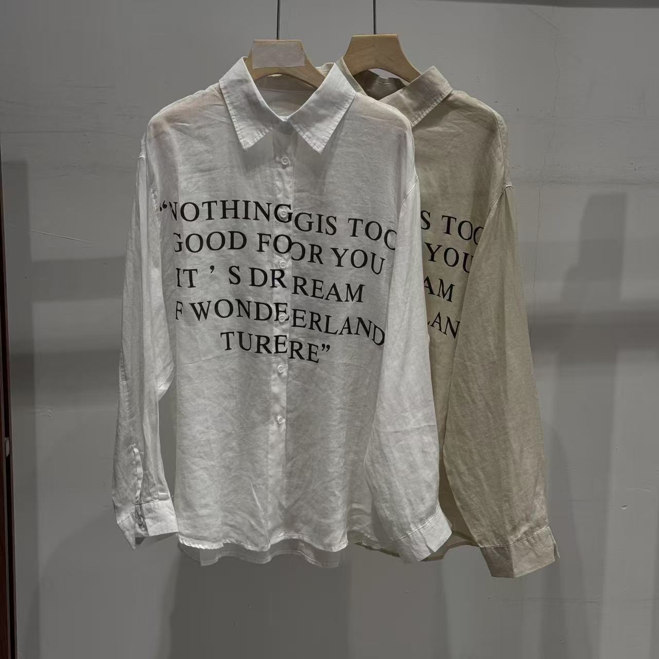 【ATAYI】2025喜喜精选时尚休闲百搭女士长袖印花字母衬衣1361#