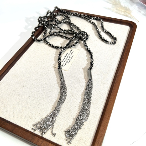 铜合金棉绳项链 08091时尚高级百搭暗夜银河流苏项链