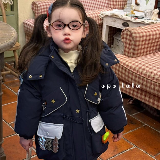 opolala  秋冬加厚夹棉保暖深色兔子警官棉服