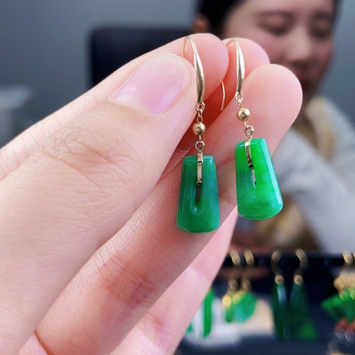 翡翠耳饰18K金镶嵌饰品