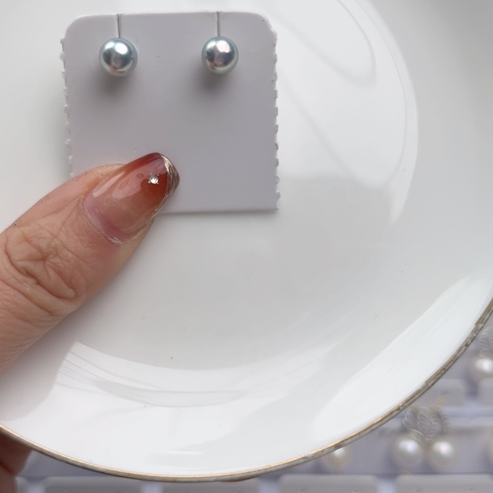 海水珍珠耳饰银S925镶嵌正***娘