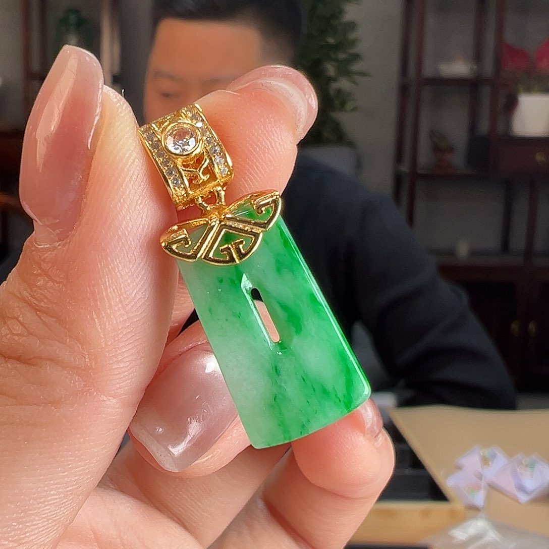 翡翠吊坠(不含链)银S925镶嵌吊坠1