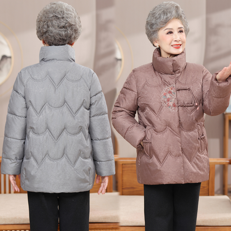 气质中老年女装外套时尚立领加厚冬季老年人妈妈装冬款加绒加厚