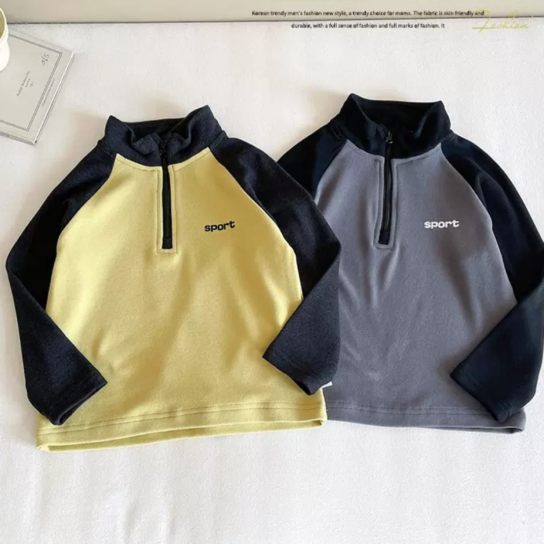 2025年儿童新款拉绒保暖撞色上衣