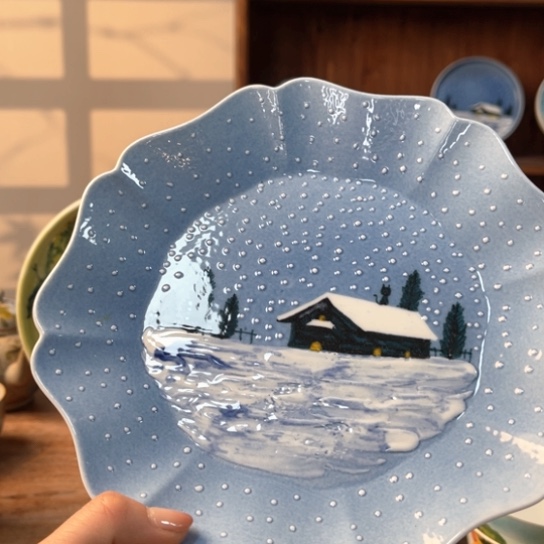 盘景德镇釉下手绘陶瓷 