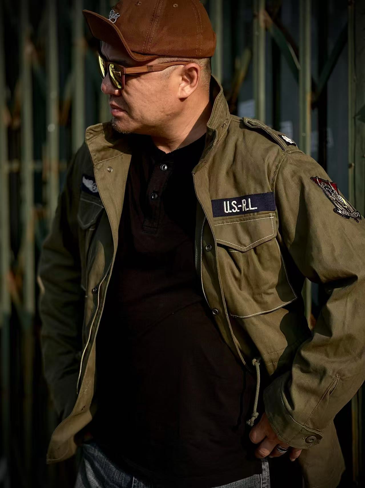 美式M65军事复古做旧风衣夹克男士