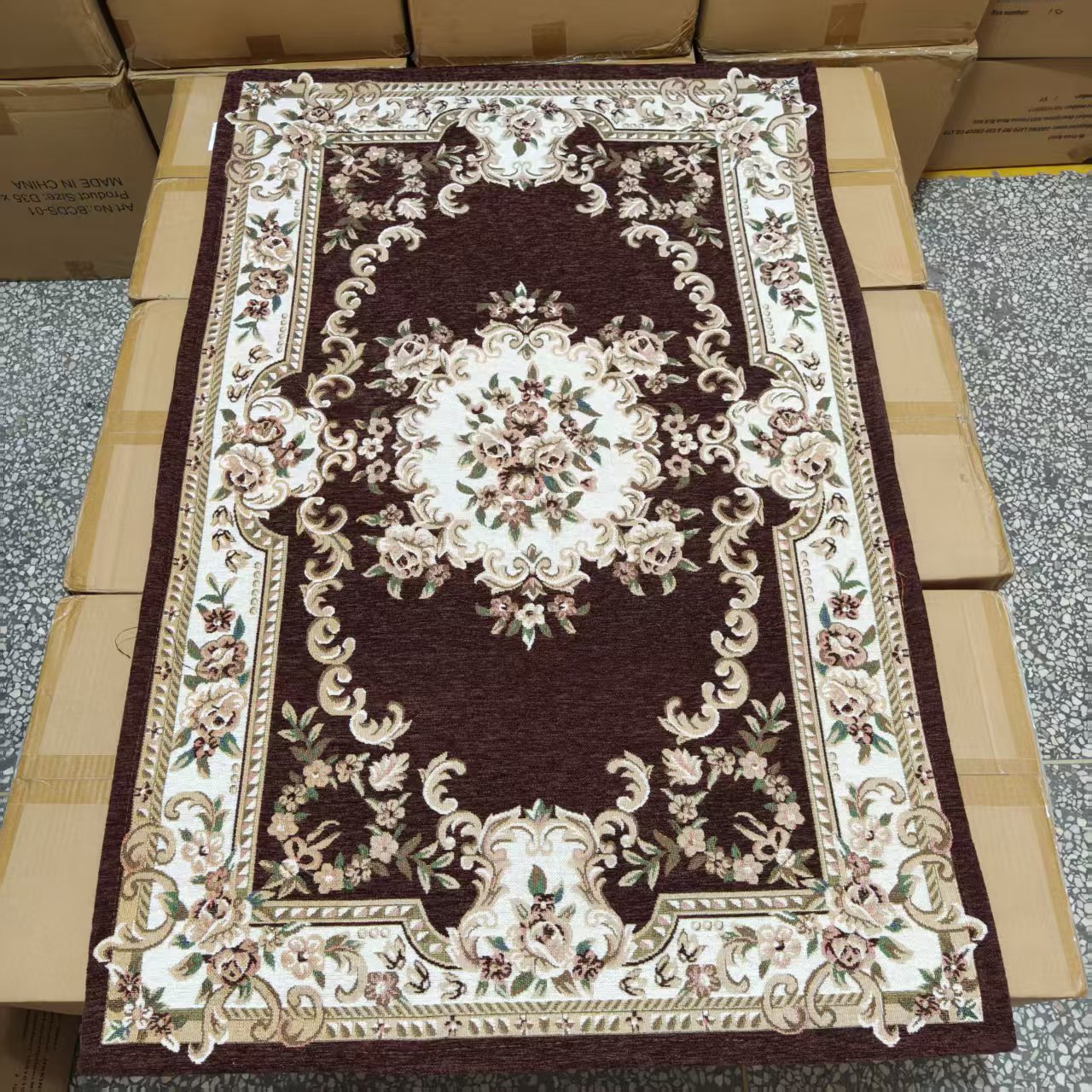 无异味！咖色156  雪尼尔宫廷风地毯  80*120