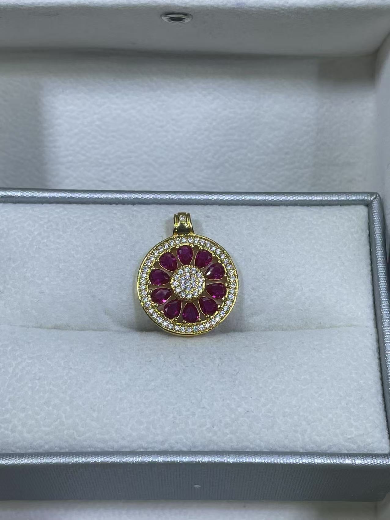 合金合成锆石吊坠 坠 吊坠 【米米甄选 绚丽多彩】红色吊坠 JD-2143