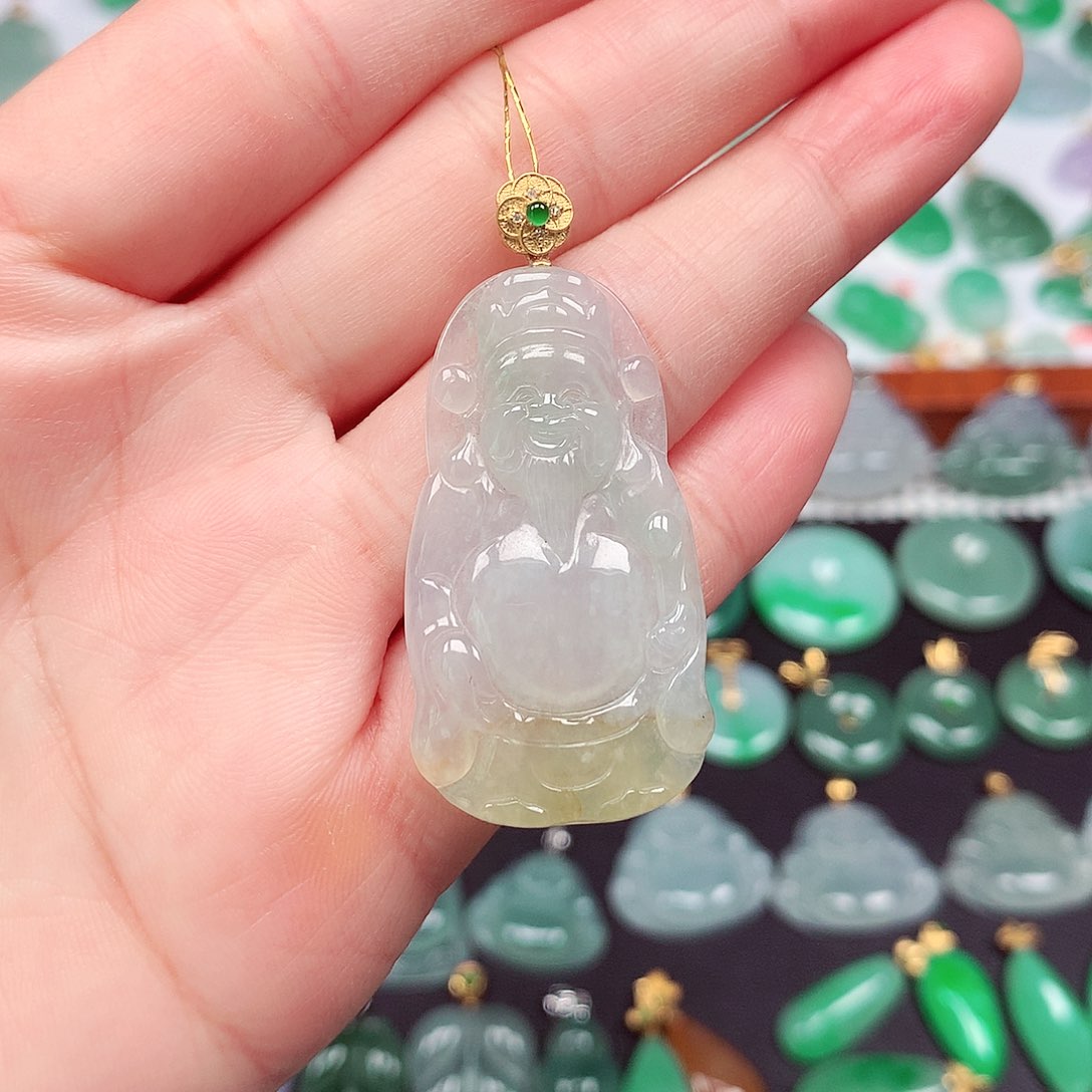 翡翠颈饰18K金镶嵌天然翡翠A货