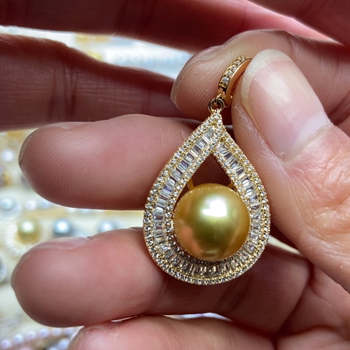 海水珍珠吊坠(不含链)银S925镶嵌