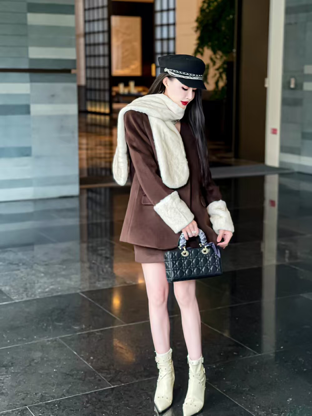 高级感红色西装外套女气质名媛设计感撞色秋冬新款