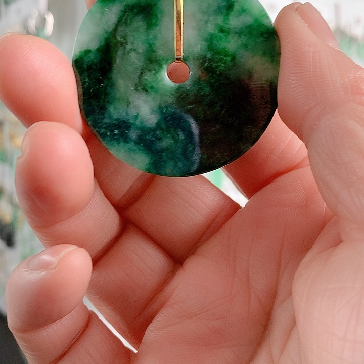 翡翠耳饰18K金镶嵌翡翠