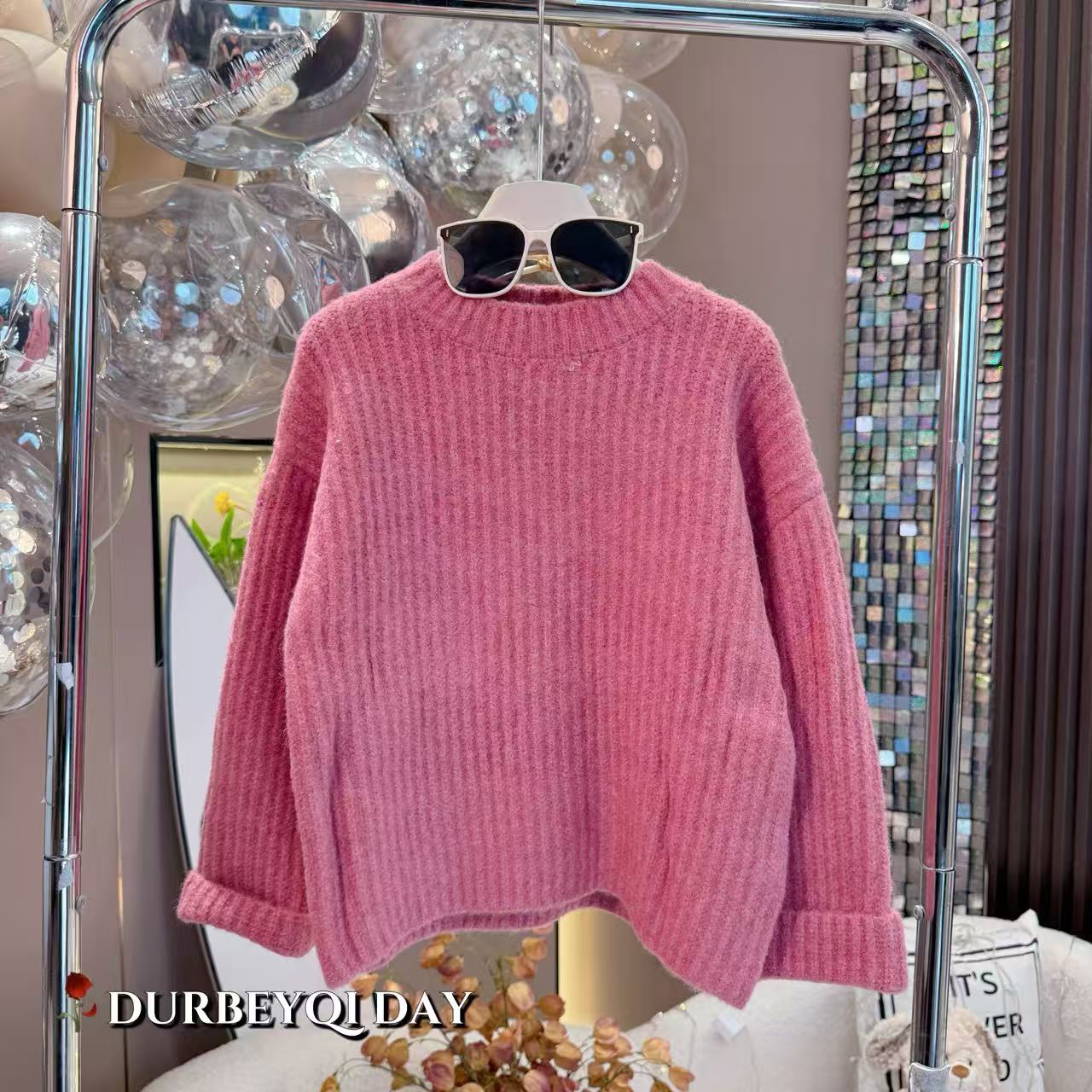 女童2026冬季韩版新款套头针织纯色加厚圆领毛衣Y020