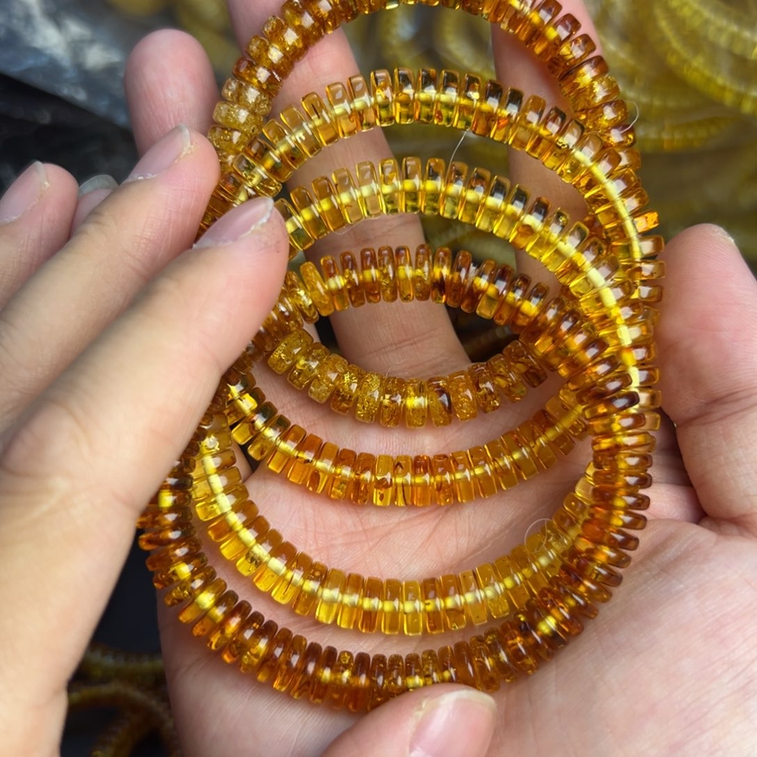 琥珀未镶嵌裸石8mm花珀药片多样发其一014