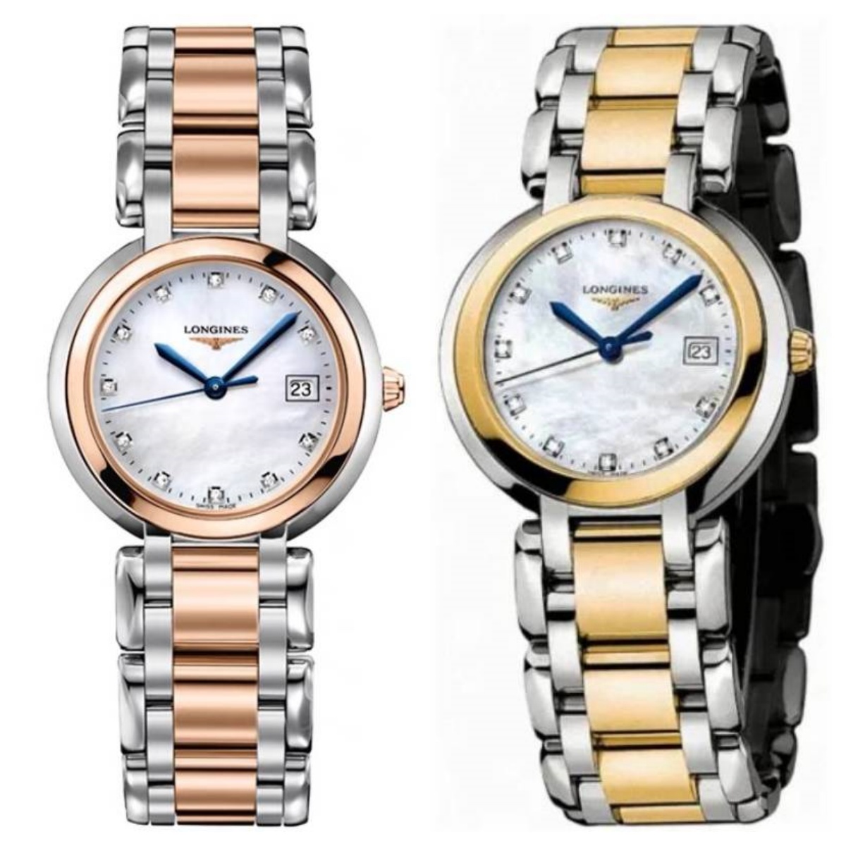 99新 Longines/浪琴 心月112/石英/玫瑰金贝母钻/表径30mm/女士