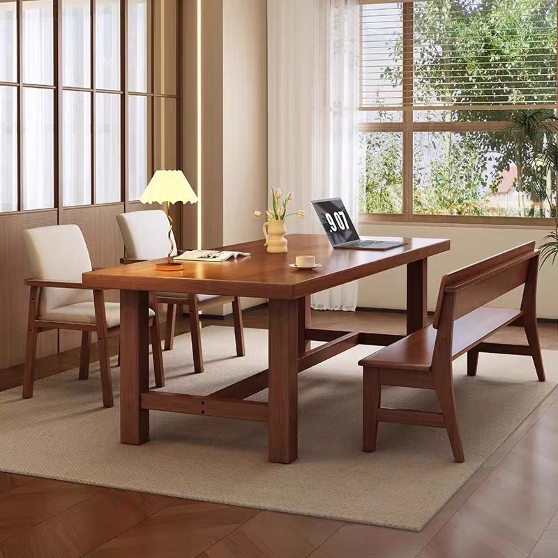 纯实木大书桌简约办公桌家用去客厅化北欧学习桌去客厅化的大书桌