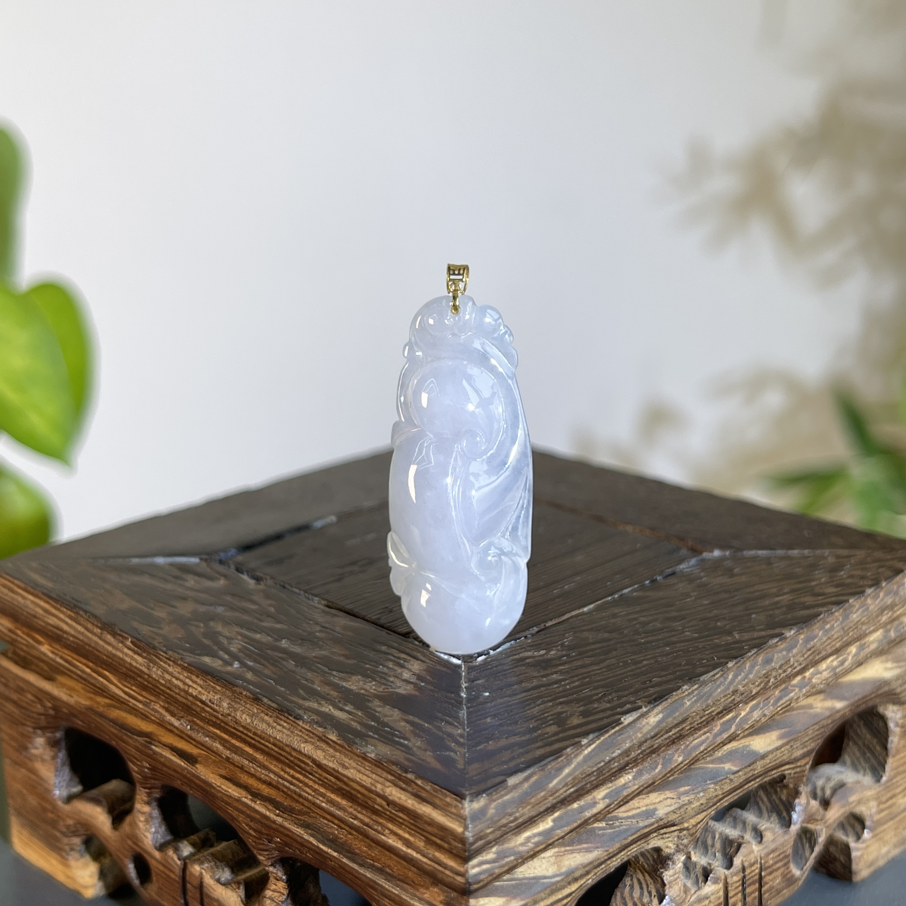 JXA23-24 天然缅甸A货翡翠 18K扣如意