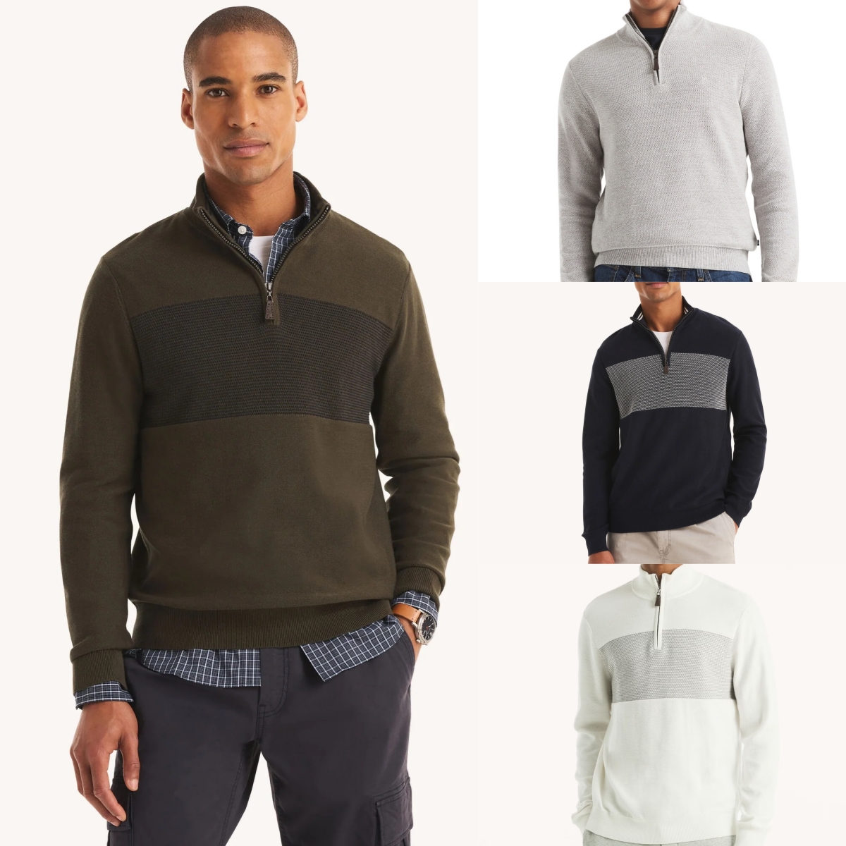 外贸高端100棉男士半开领套头毛衣针织衫1197