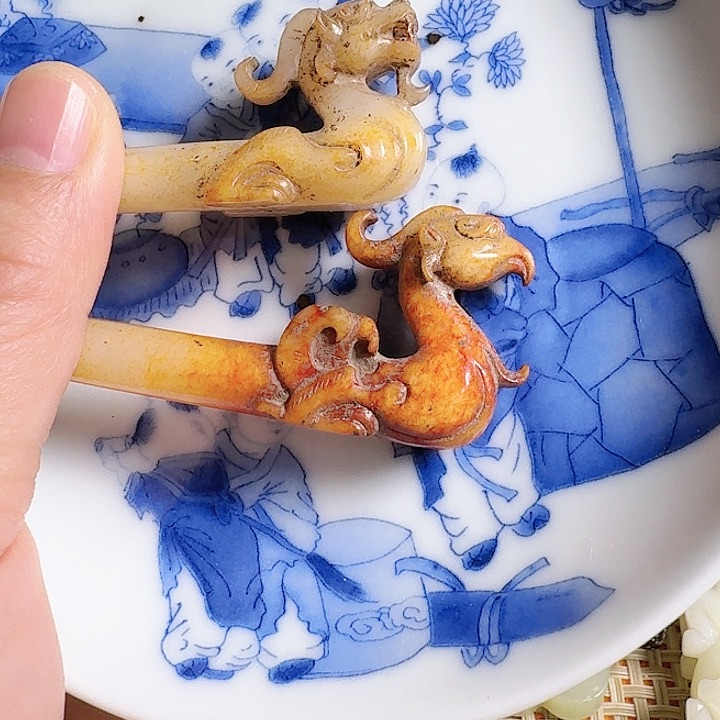 瓷片儒*新号开一播挂件一对