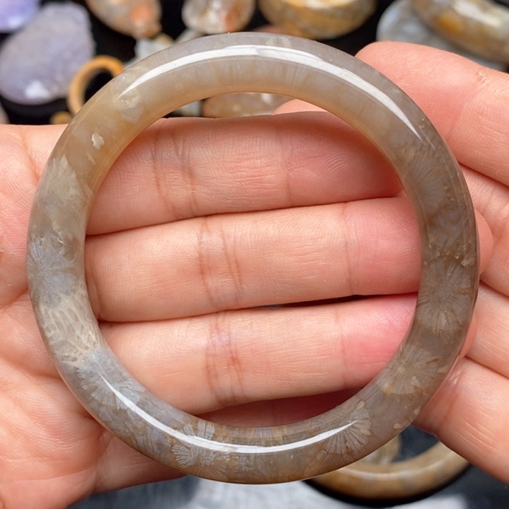 硅化珊瑚（珊瑚玉）手镯9K金镶嵌55