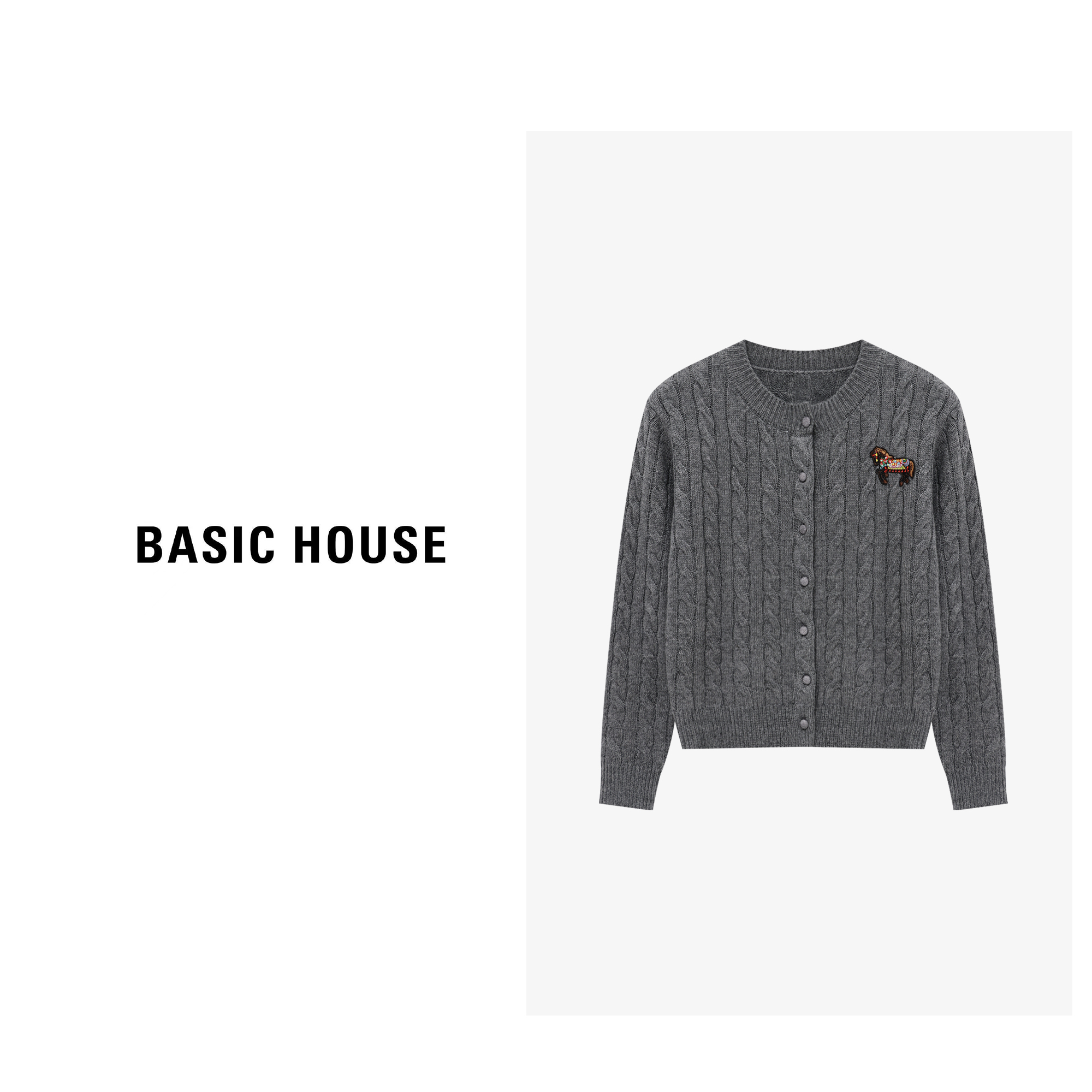 Basic House/百家好圆领针织长袖时尚休闲百搭针织衫-B0625B5SQP2