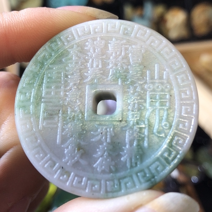 岫玉银S925镀金镶嵌岫玉挂件