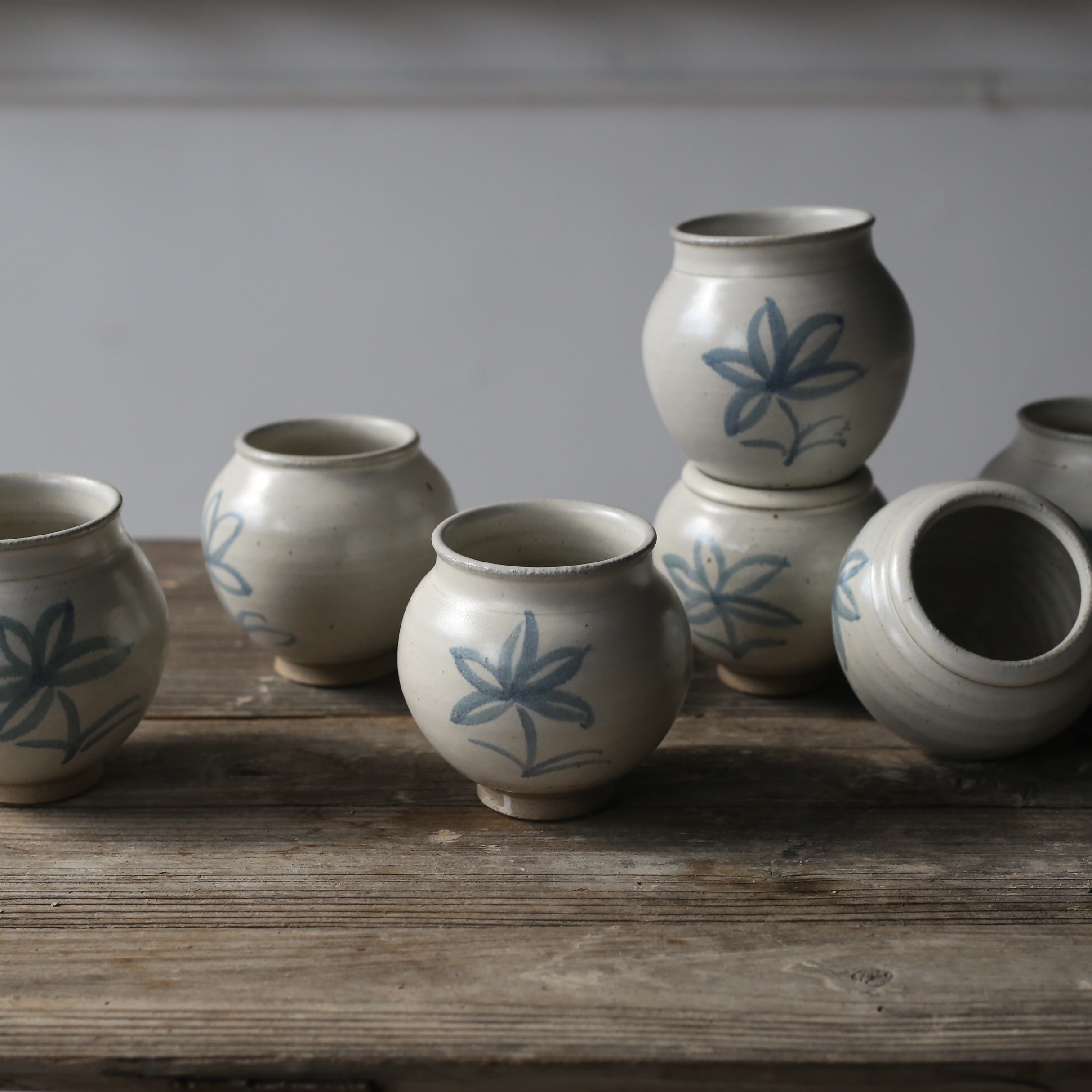 粗陶建水茶道具 水盂纯手工 黑釉 白底兰花开片 颂贤手作