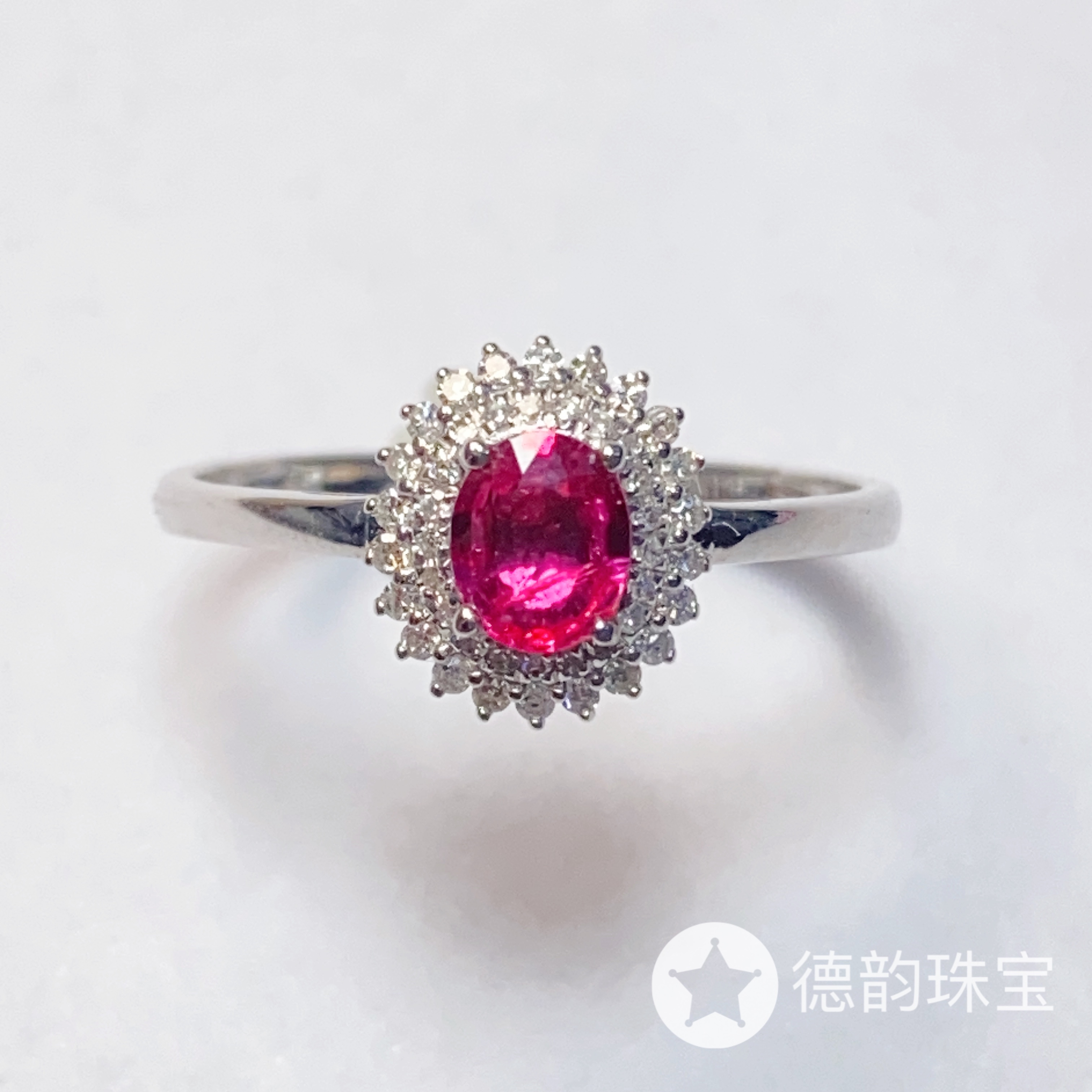 18K金镶嵌无烧红宝石戒指